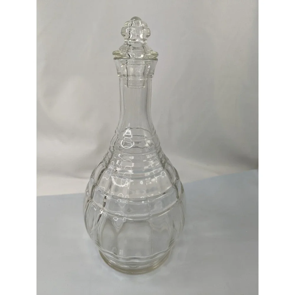 Hazel Atlas Glass Decanter with Stopper 10.5 Inch